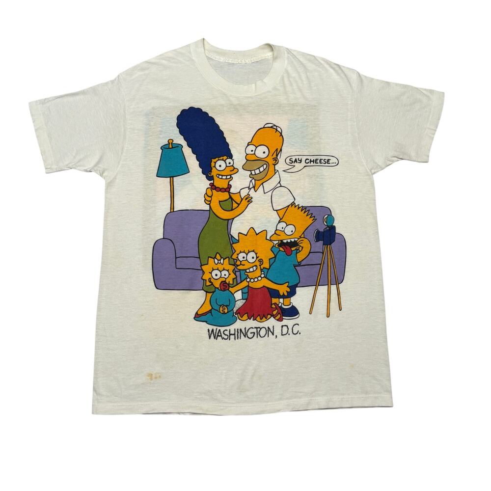 Vintage The Simpsons Say Cheese Shirt 20x27.5 Family Portrait Washington Dc